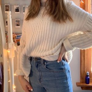 aerie white knit turtleneck